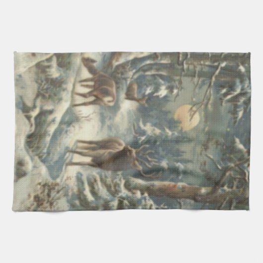 Rrendierkerstboom Evergreen Forest Snow Theedoek (Horizontaal)