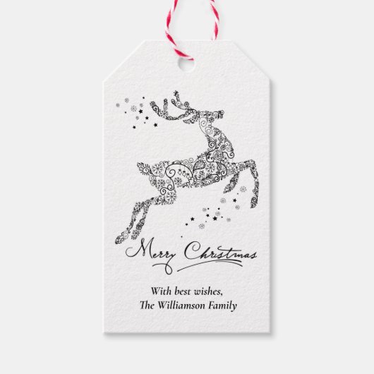 Rrendierminimalistische zwarte kerst cadeaulabel (Voorkant)