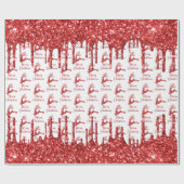 Rrendierrode glitter - vrolijke kerst cadeaupapier (Vlak)