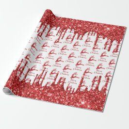 Rrendierrode glitter - vrolijke kerst cadeaupapier