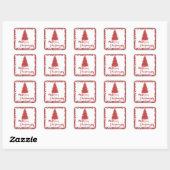 Rrendierrode glitter - vrolijke kerst vierkante sticker (Vel)
