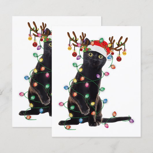 Rrendierzwarte kerst verlicht de grappige kattenli (Voorkant / Achterkant)