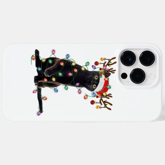 Rrendierzwarte kerst verlicht de grappige kattenli Case-Mate iPhone case (Achterkant (horizontaal))