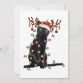 Rrendierzwarte kerst verlicht de grappige kattenli kaart (Achterkant)