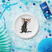 Rrendierzwarte kerst verlicht de grappige kattenli papieren bordje (Feest)