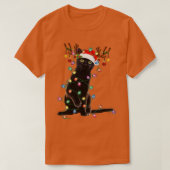 Rrendierzwarte kerst verlicht de grappige kattenli t-shirt (Design voorkant)
