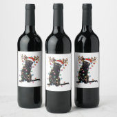 Rrendierzwarte kerst verlicht de grappige kattenli wijn etiket (Flessen)