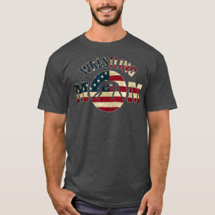Rrestling Mam Fan Team Gifts for Moms of Flag T-shirt