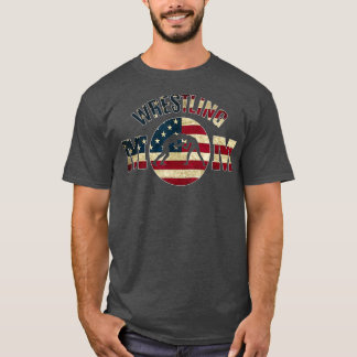 Rrestling Mam Fan Team Gifts for Moms of Flag T-shirt