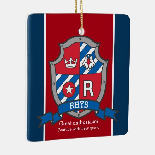 Rröntgennaam betekent crest eagle red custom keramisch ornament (Rechts)