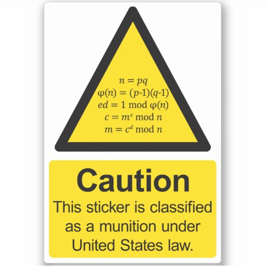 RSA cryptografische export munitie waarschuwing st Sticker (Voorkant)