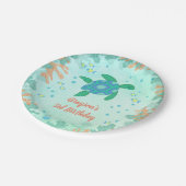 Rschildpad onder Zee Birthday Party Papieren Bordje (Gekanteld)