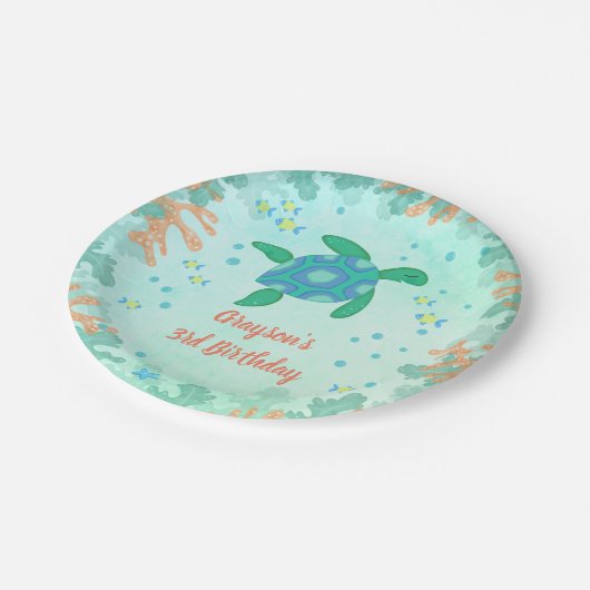Rschildpad onder Zee Birthday Party Papieren Bordje (Gekanteld)