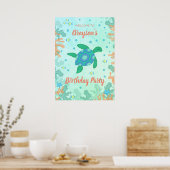 Rschildpad onder Zee Birthday Party Poster (Keuken)