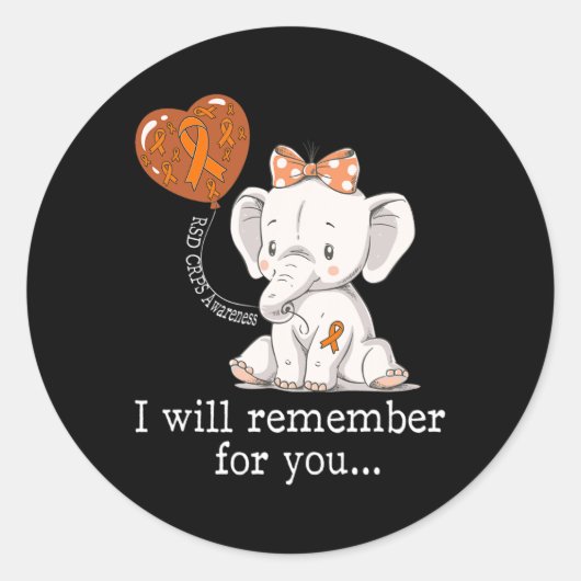 RSD CRPS Awareness Elephant Ronde Sticker (Voorkant)