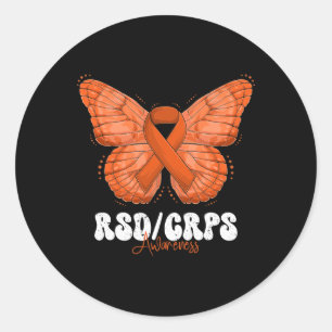 RSD CRPS Awareness Maand Oranje lintvlinder Ronde Sticker