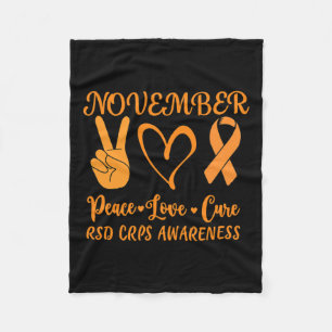 RSD CRPS Awareness Month November Peace Love Cure Fleece Deken