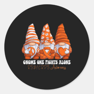 RSD CRPS Awareness Month Oranje Ribbon Gnomies SUP Ronde Sticker