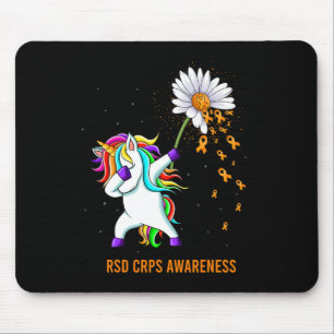 RSD CRPS Awareness Unicorn Sinaasappel Ribbon Dais Muismat