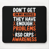 RSD CRPS Warrior Sinaasappel Lint op mijn zenuwen Muismat (Voorkant)