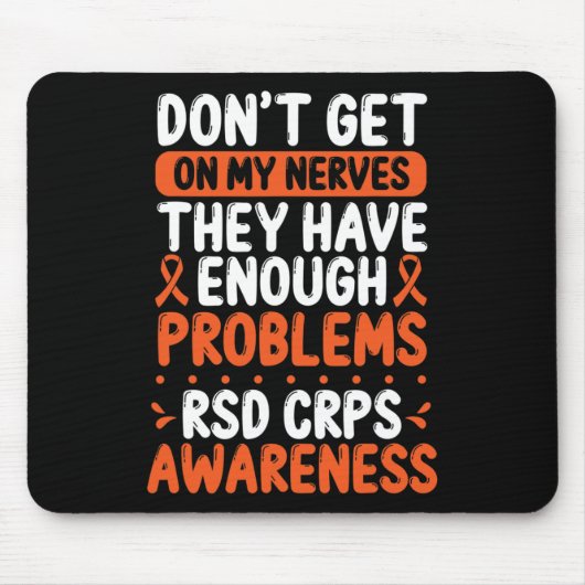 RSD CRPS Warrior Sinaasappel Lint op mijn zenuwen  Muismat (Voorkant)