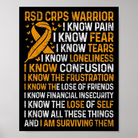 RSD CRPS Warrior Sinaasappel Ribbon CRPS Awareness Poster (Voorkant)