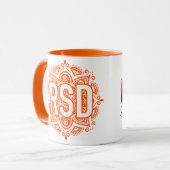 RSD Mandala Oranje handvat met RSD Sisters Ribbon Mok (Voorkant links)