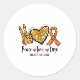 RSDCRPS Awareness Peace Love Cure Oranje lint Ronde Sticker