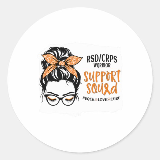 RSDCRPS Warrior Awareness Support Squad Messy Bun Ronde Sticker (Voorkant)