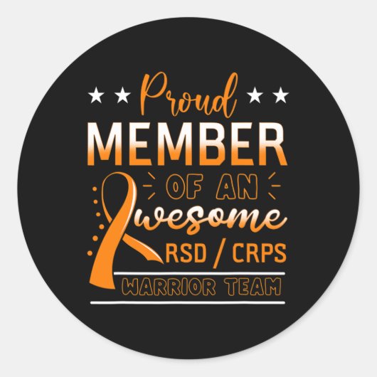 RSDCRPS Warrior Team Oranje Complex Regional Pain Ronde Sticker (Voorkant)