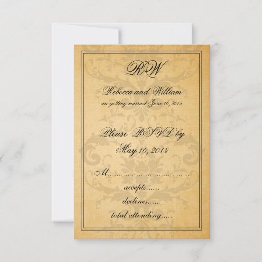  RSP-kaarten voor Black Damask Wedding RSVP Kaartje (Voorkant)
