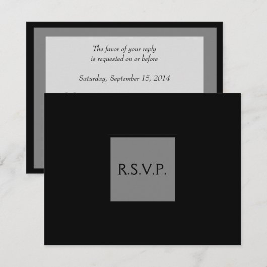 RSPV elegante zwart en grijs eenvoudige bruiloft u RSVP Kaartje (Voorkant / Achterkant)