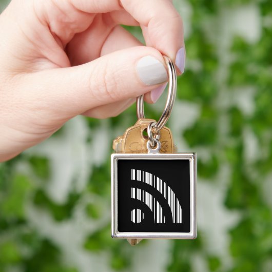 RSS FEED BAR CODE Logo Barcodepatroonontwerp Sleutelhanger (Hand)