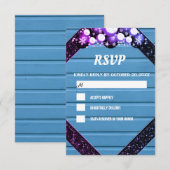 Rstic Blue Wood Paars Glitter Bright Bulb Light RSVP Kaartje (Voorkant / Achterkant)