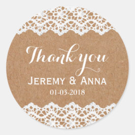Rstic lace bruiloft sticker