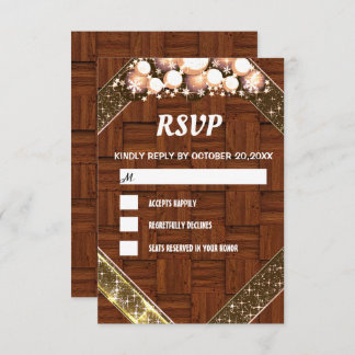 Rstic Wood Glitter Gold Bright Bulb Light RSVP Kaartje