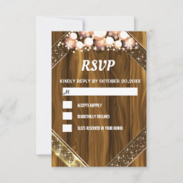 Rstic Wood Glitter Gold Bright Bulb Light RSVP Kaartje