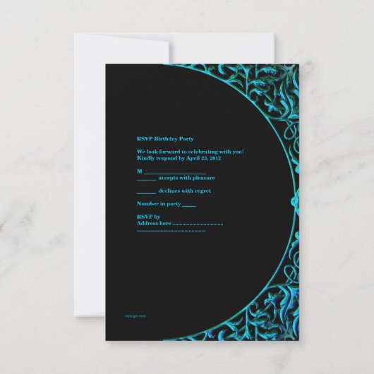 RSVP 15e Quinceanera Aqua Blue Blauwgroen Zwarte D (Achterkant)