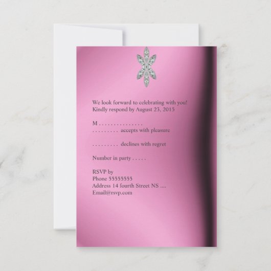 RSVP 21e Verjaardagsfeest Roze Zijde Diamanten Juw (Achterkant)