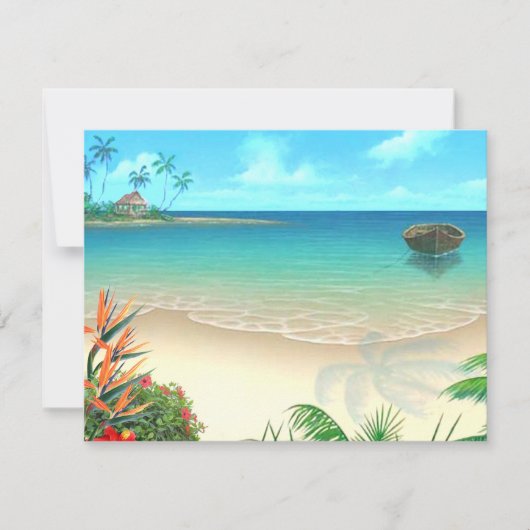 RSVP-2 Exotisch strand zonder vellum RSVP Kaartje (Voorkant)