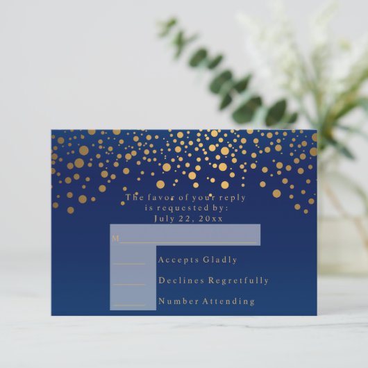 RSVP 2 marineblauw en Confetti gouden honden (Staand voorkant)