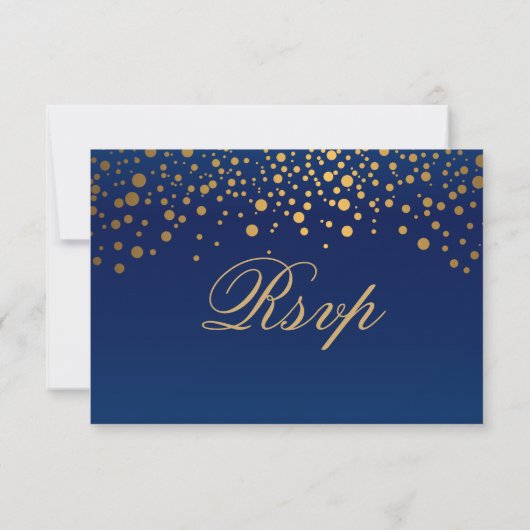 RSVP 2 marineblauw en Confetti gouden honden (Achterkant)