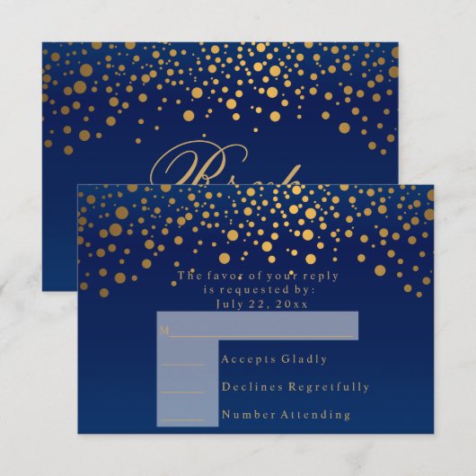RSVP 2 marineblauw en Confetti gouden honden (Voorkant / Achterkant)