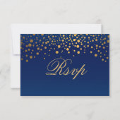 RSVP 2  Marineblauwe & Confetti Gouden Stip Huweli (Achterkant)