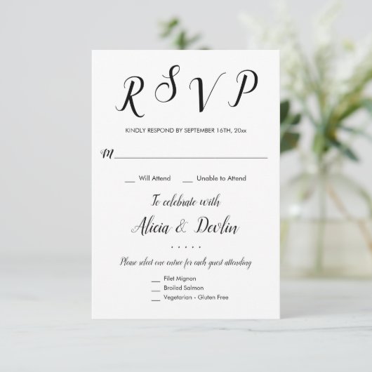 RSVP 3 Menu Keuze Reactie Antwoord (Staand voorkant)