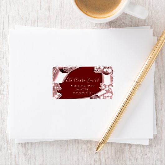 RSVP 3D Lijst Glitter Roos Roya Burgundy Label (Insitu)