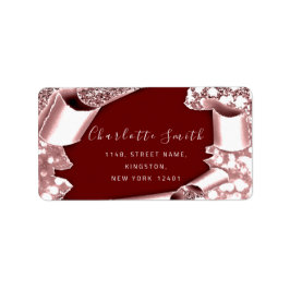 RSVP 3D Lijst Glitter Roos Roya Burgundy Label