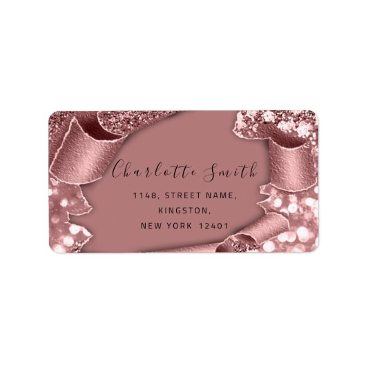RSVP 3D Lijst Glitter Roos Royal Blush Glam Etiket (Voorkant)