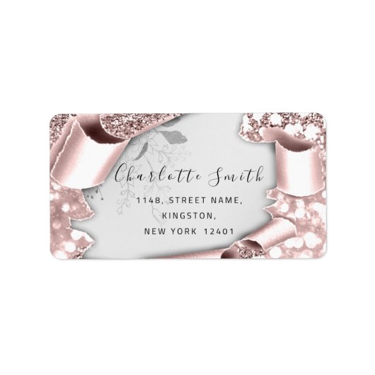 RSVP 3D Silver Lijst Glitter Gray Royal Roos Etiket (Voorkant)