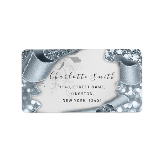 RSVP 3D Silver Lijst Glitter Gray Royal Smoky Blu Etiket (Voorkant)